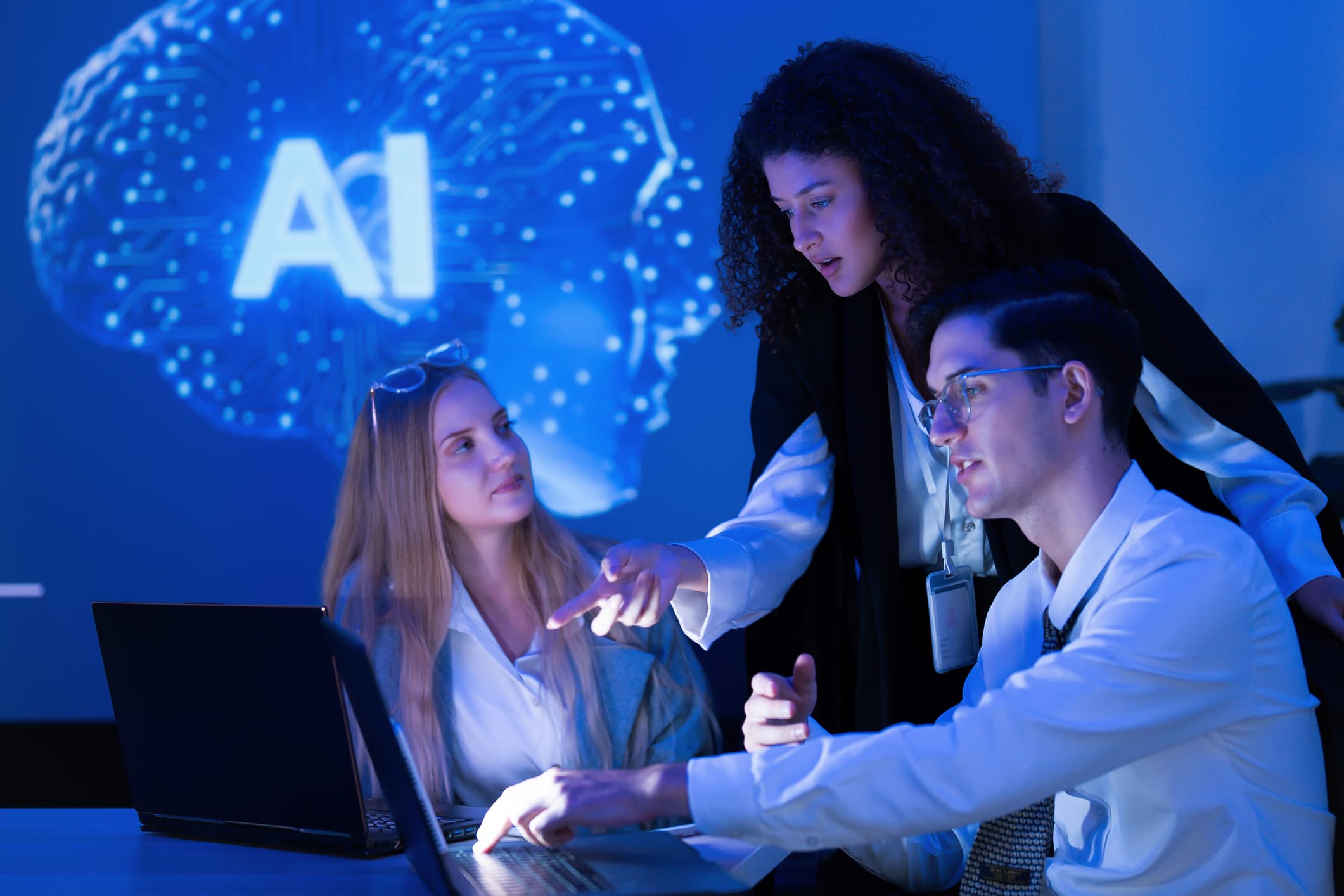 A team of recruiters using AI